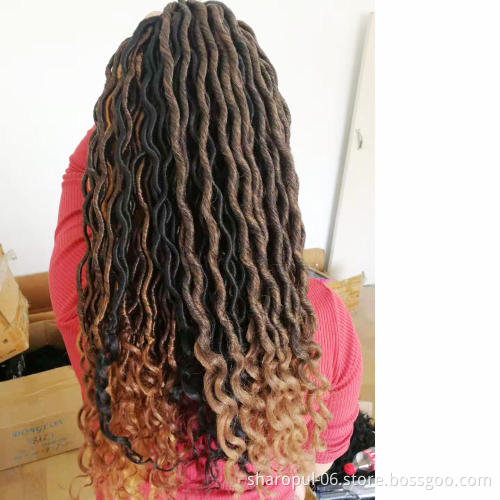 Ombre Faux Locs Crochet Braid Hair Extension Synthetic Braiding Hair For Black Woman